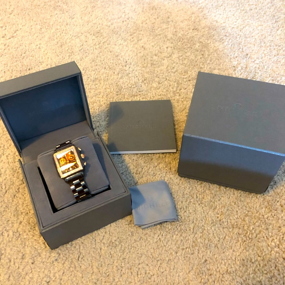 Michele Deco Madison Diamond Chocolate and Rose Gold Ceramic Watch